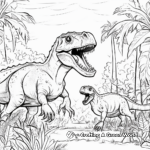 Giganotosaurus and T Rex in Jungle Scene Coloring Pages 4