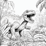 Giganotosaurus and T Rex in Misty Jungle Coloring Pages 2