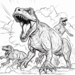 Giganotosaurus vs T Rex During a Thunderstorm Coloring Pages 2