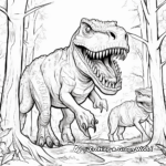 Giganotosaurus vs T Rex in Lively Wilderness Coloring Pages 2