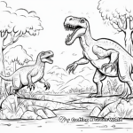 Giganotosaurus vs T Rex: Prehistoric Scene Coloring Pages 3