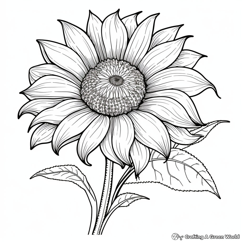Gigantic Sunflower Coloring Pages 1