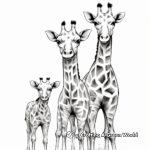 Giraffe with Calves: Family Time Coloring Pages 1