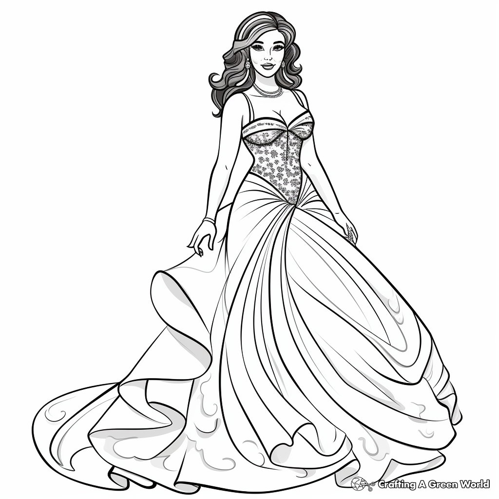 Glamorous Hollywood Style Bride Coloring Pages 1