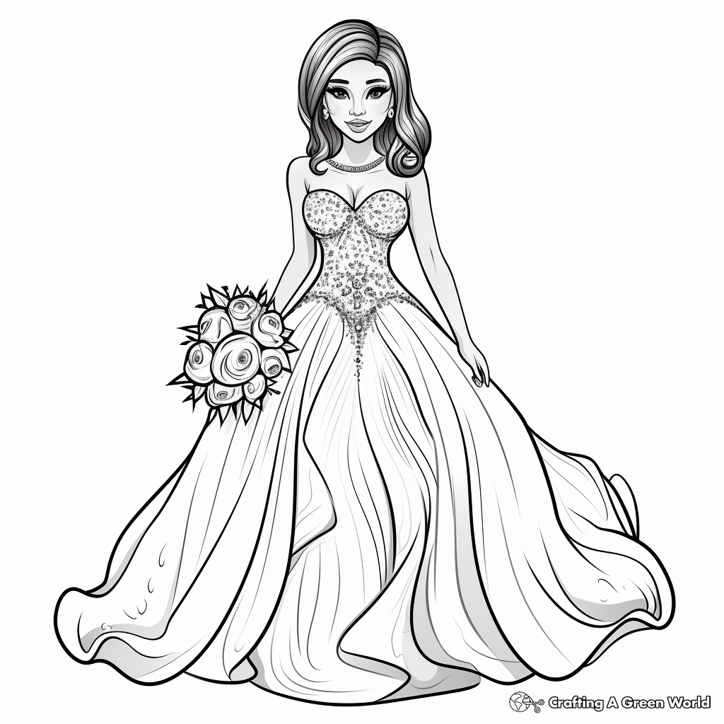 Glamorous Hollywood Style Bride Coloring Pages 2