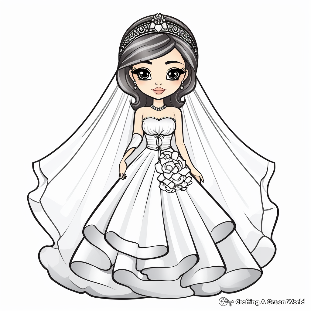 Glamorous Hollywood Style Bride Coloring Pages 3