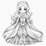 Glistening Icy Gown Winter Princess Coloring Pages 1