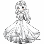 Glistening Icy Gown Winter Princess Coloring Pages 4
