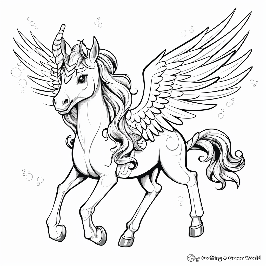 Glorious Winged Unicorns Coloring Pages 1