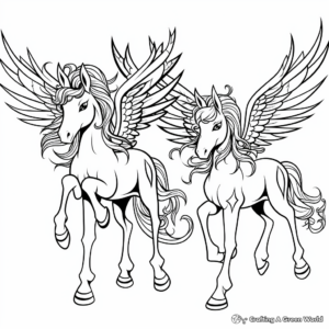 Glorious Winged Unicorns Coloring Pages 2