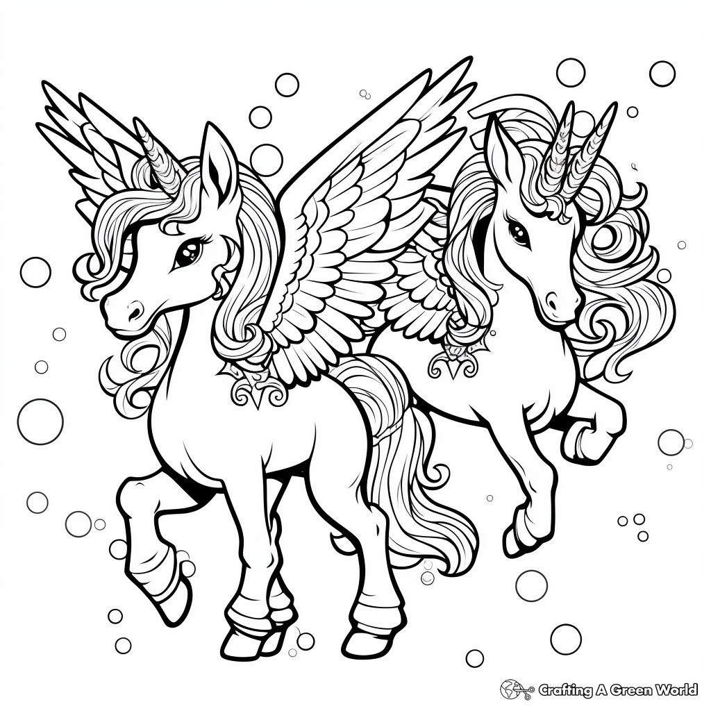 Glorious Winged Unicorns Coloring Pages 3