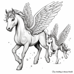 Glorious Winged Unicorns Coloring Pages 4