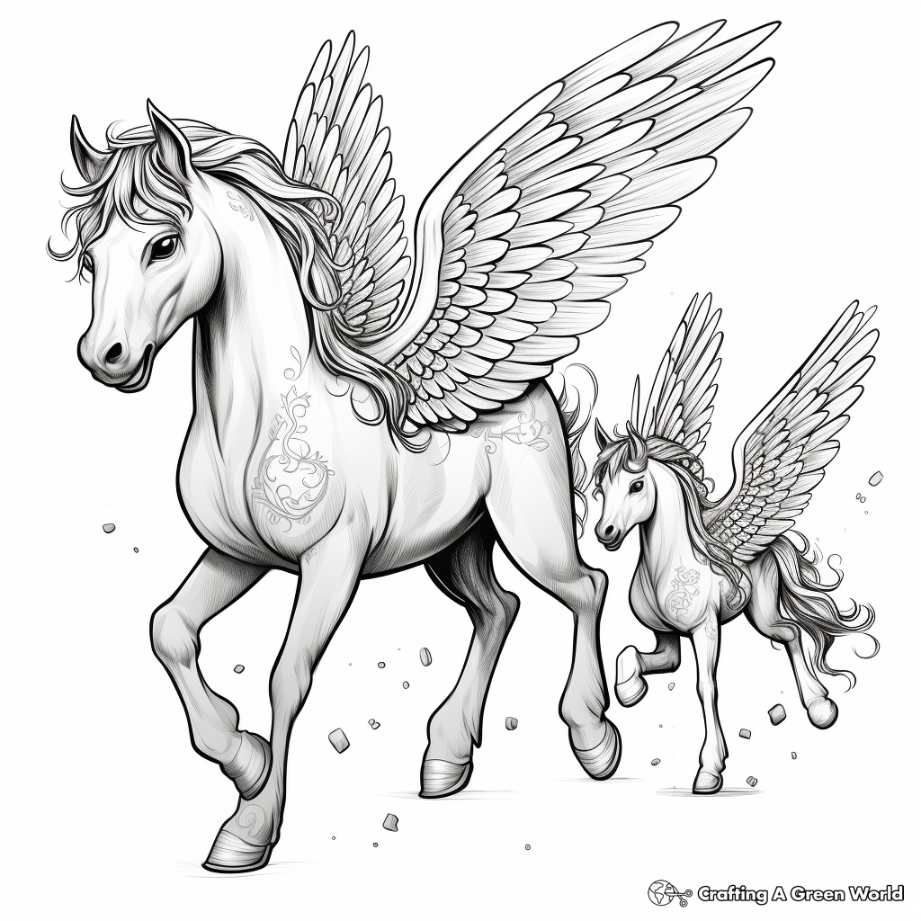 Glorious Winged Unicorns Coloring Pages 4