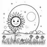 Glowing Harvest Moon and Sun Coloring Pages 3