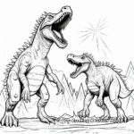 Glowing Spinosaurus vs T-Rex in the dark Coloring Pages 2