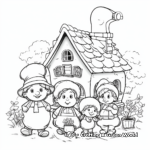 Gnome House Family Coloring Pages: Father, Mother, and Children 3