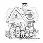 Gnome House Family Coloring Pages: Father, Mother, and Children 4