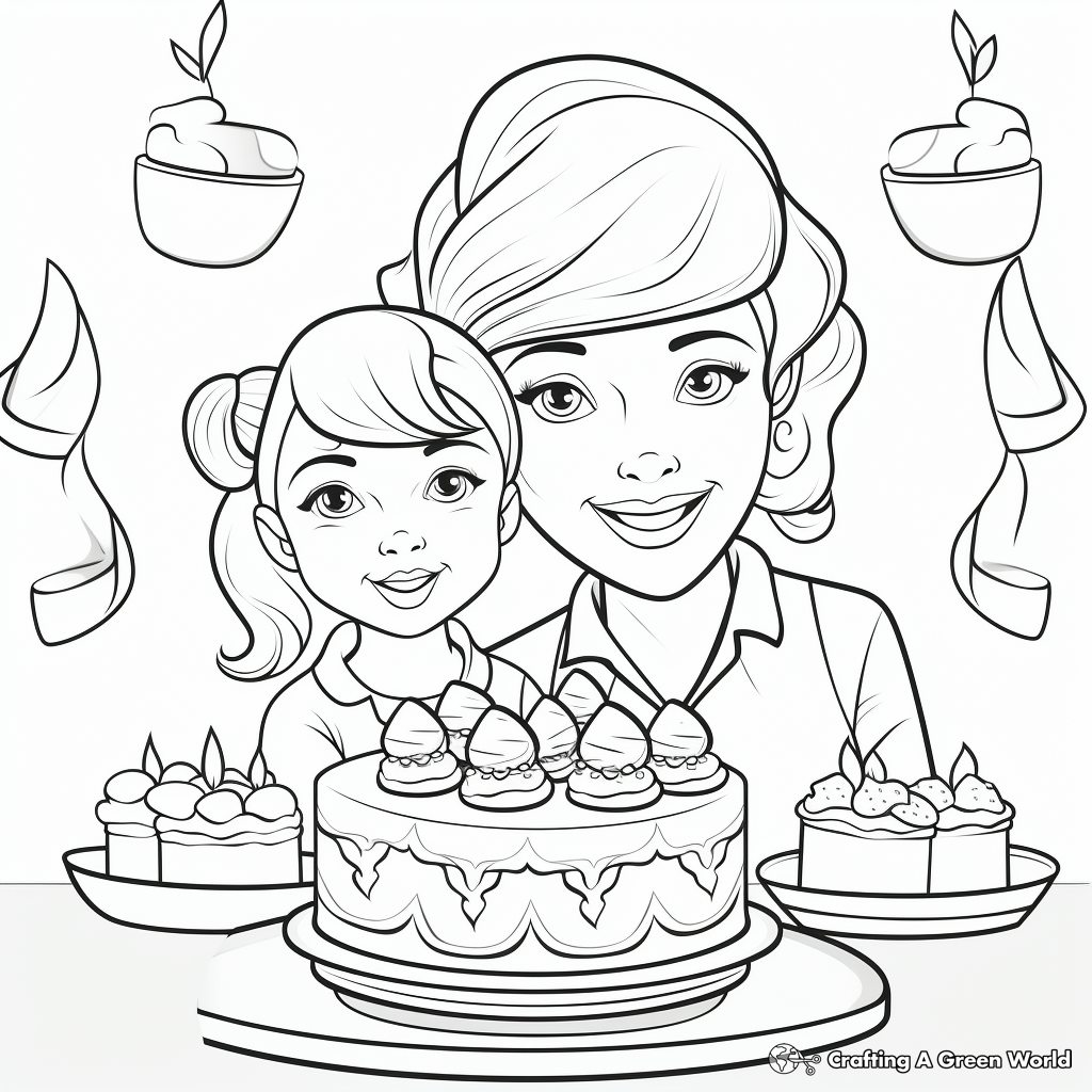 Gorgeous Cake Design: Happy Birthday Mom Coloring Pages 1