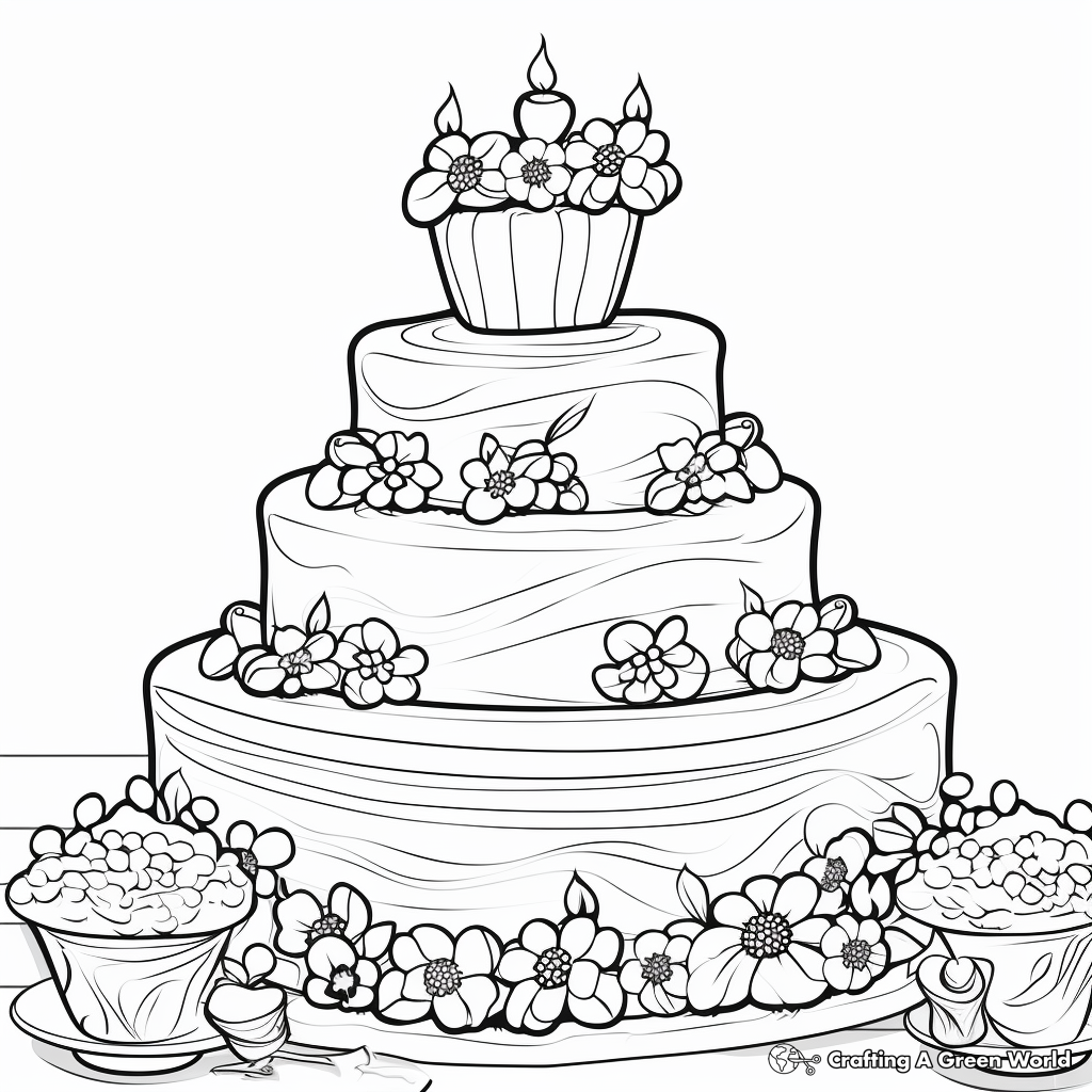Gorgeous Cake Design: Happy Birthday Mom Coloring Pages 3