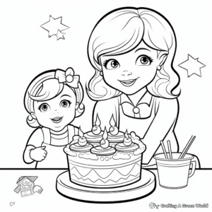 Gorgeous Cake Design: Happy Birthday Mom Coloring Pages 4