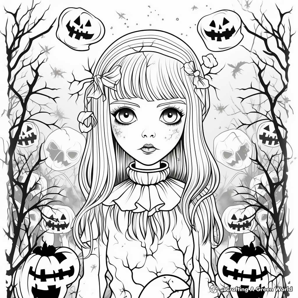 Gothic Anime Horror Coloring Pages 4
