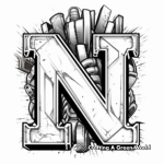 Graffiti Style Letter N Coloring Sheets 2