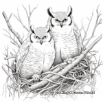 Great Horned Owl Couple Nesting Coloring Pages 1