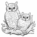 Great Horned Owl Couple Nesting Coloring Pages 4