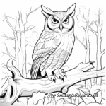 Great Horned Owl in the Wild: Forest-Scene Coloring Pages 3