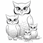 Great Horned Owl with Owlets Coloring Pages 3