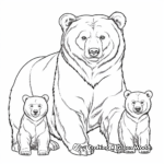 Grizzly Bear Family Portraits Coloring Pages: Male, Female, and Cubs 1