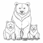 Grizzly Bear Family Portraits Coloring Pages: Male, Female, and Cubs 2