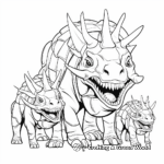 Group of Triceratops: Family Coloring Page 2
