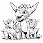 Group of Triceratops: Family Coloring Page 3
