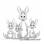 Group of Wallabies Cartoon Coloring Pages 4