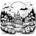 Halloween Night Scene Adult Coloring Pages 2