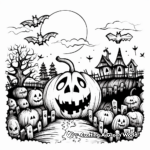 Halloween Night Scene Adult Coloring Pages 3