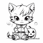 Halloween Themed Cat Kid Coloring Pages 2