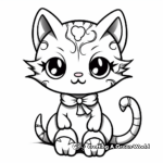 Halloween-Themed Kawaii Cat Coloring Pages 1