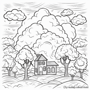 Hand-drawn Thunderstorm Skyscape Coloring Pages 3