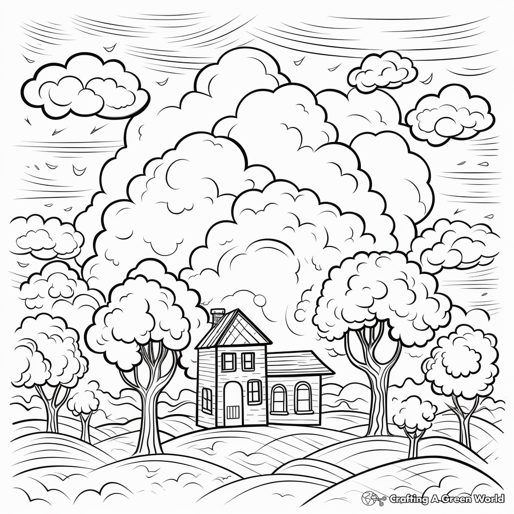 Hand-drawn Thunderstorm Skyscape Coloring Pages 3
