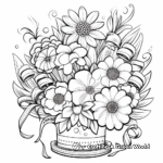 Happy Birthday Flower Bouquet Coloring Pages 3