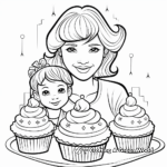 Happy Birthday Mom Coloring Pages with Cupcakes 2