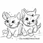 Happy Kittens Playing Coloring Pages 3
