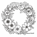 Hard-Level Detailed Flower Wreath Coloring Pages for Professionals 3