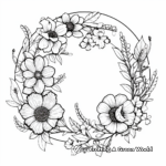 Hard-Level Detailed Flower Wreath Coloring Pages for Professionals 4