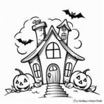 Haunted House Coloring Pages for October 1