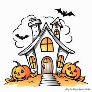 Haunted House Coloring Pages for October 1