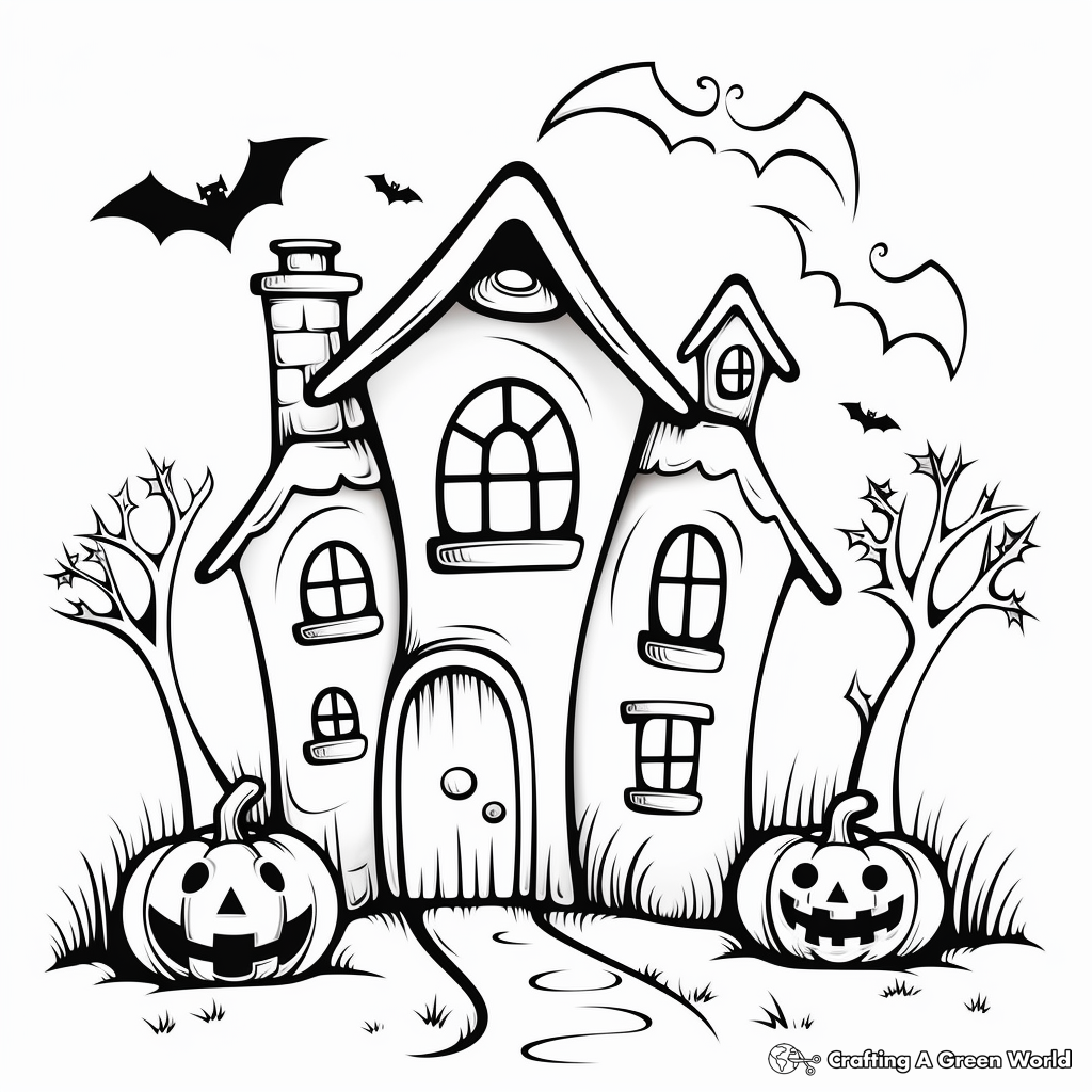 Haunted House Coloring Pages for October 3