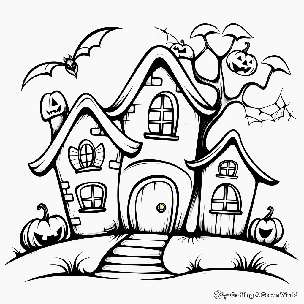 Haunted House Coloring Pages for October 4